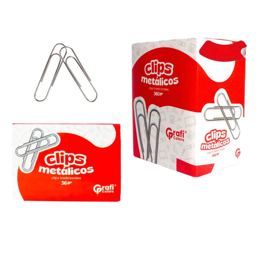 Clips Metalicos Tradiconales Grafi Colors 36 Gr GR-342 X10 Cajitas
