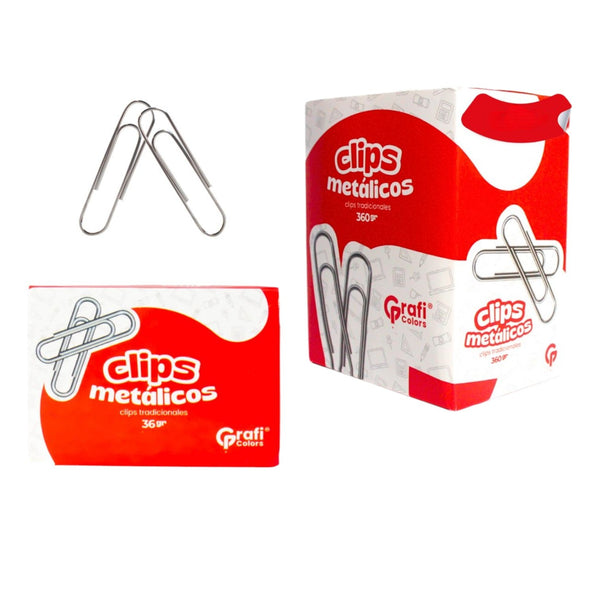Clips Metalicos Tradiconales Grafi Colors 36 Gr GR-342 X10 Cajitas