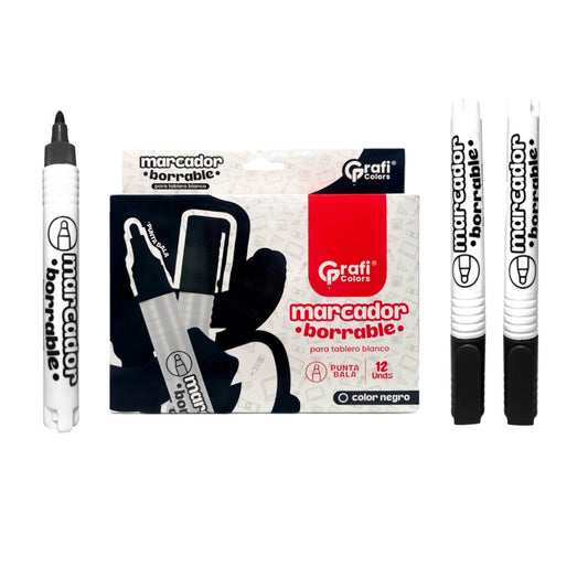 Marcador Borrable Negro Grafi Color Punta Bala GR-356 X12 Unds