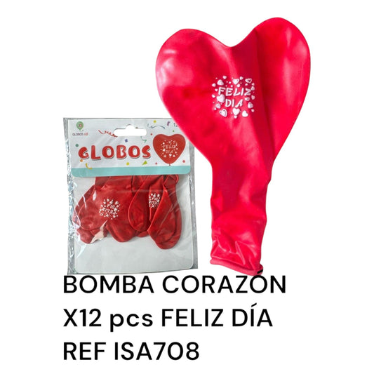 Bomba Corazón Feliz Día X12 Unds REF ISA708
