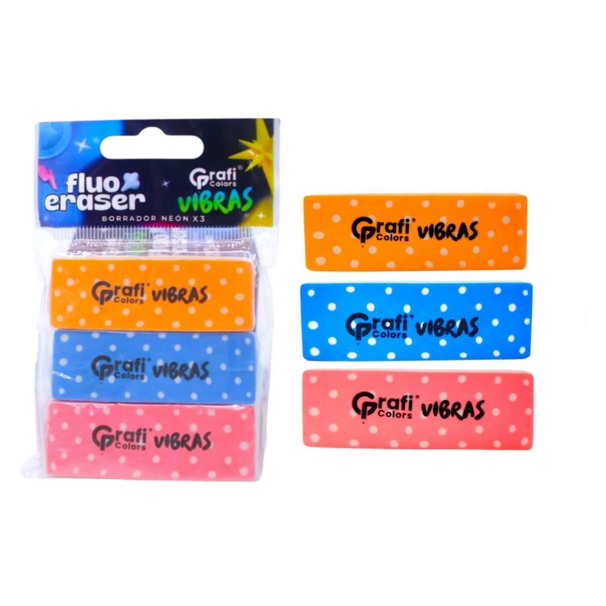 Borrador Fluorescente X3 Vibras Graficolors GR-322