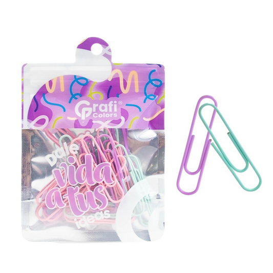 Clips 50 mm Graficolors Colores Pastel En Bolsa X30 Pcs SC-0210 X3 Paquetes