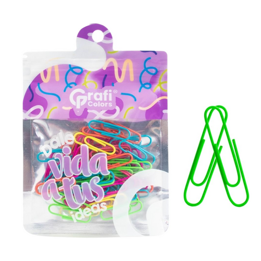 Clips 28 mm Graficolors Fluorescentes En Bolsa X60 Pcs SC-0216 X3 Paquetes