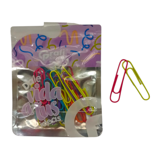 Clips 50 mm Graficolors Colores Fluorescentes X30 Pcs SC-0220 X3 Paquetes