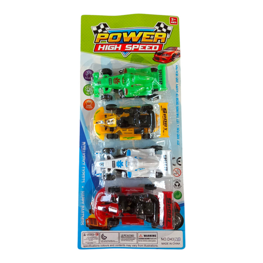 Carros Encartonados Power High Speed X4 Unds CA-D431A