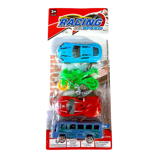 Carros Encartonados X4 Moto + Carro + Bus Unds CA-D633A