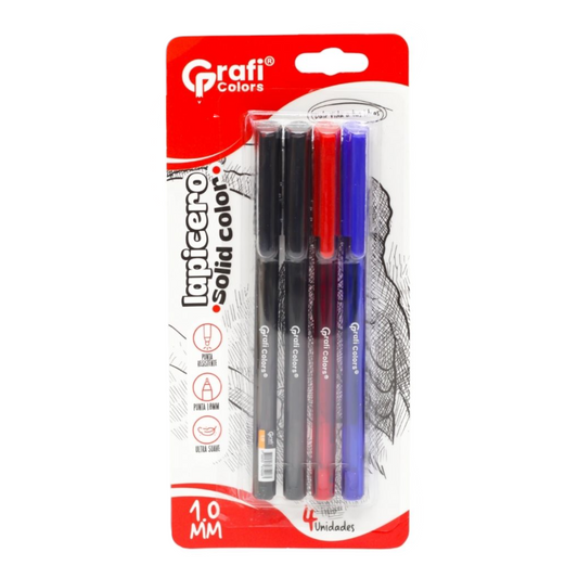 Blister Lapiceros Tradiconal Grafi Colors 1.0 mm GRB-114