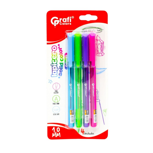 Blister Lapiceros Tradiconal Grafi Colors Colores Surtidos 1.0 mm GRB-115