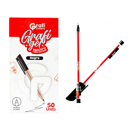 Lapicero Gel Negro Grafi Colors Mina Naranja 0.7 mm GR-404 X50 Unds