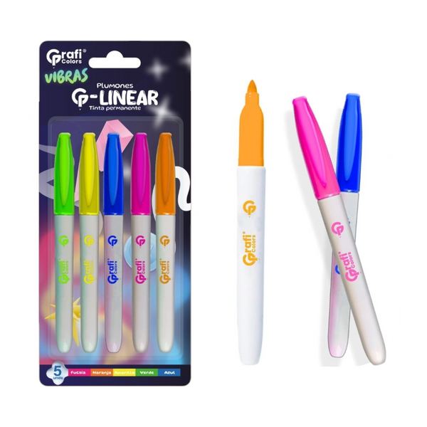 Blister Marcador Grafi Colors X5 Neon GRB118