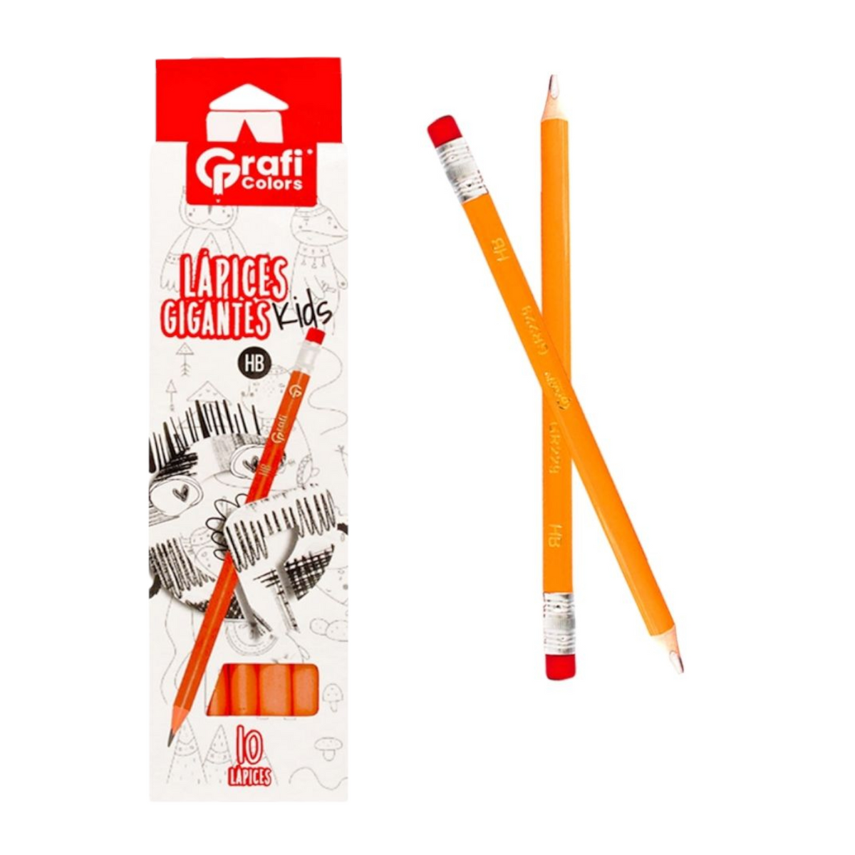 Lapiz Gigante Grafi Colors + Sacapuntas GR-229 X10 Unds