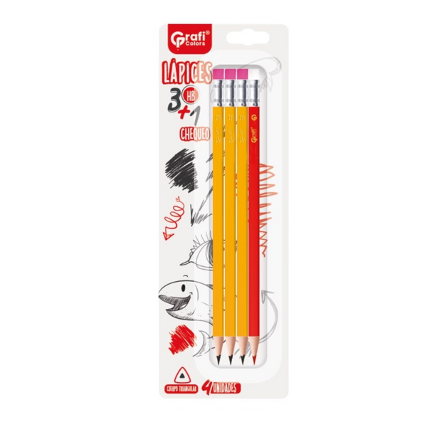Blister 3 Lapiz Hb + 1 Chequeo Grafi Colors GRB-103