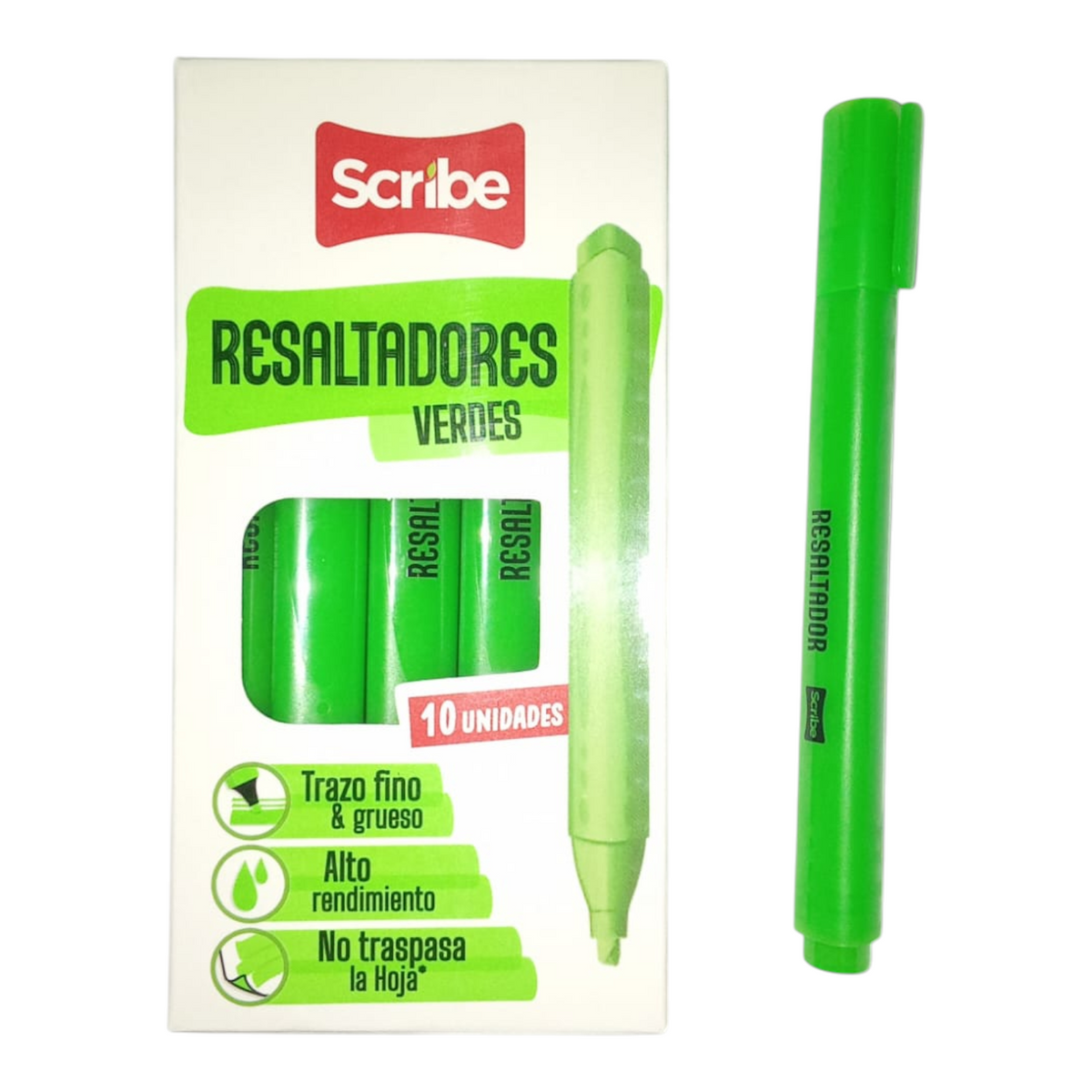 Resaltador Scribe Verde X10 Unds