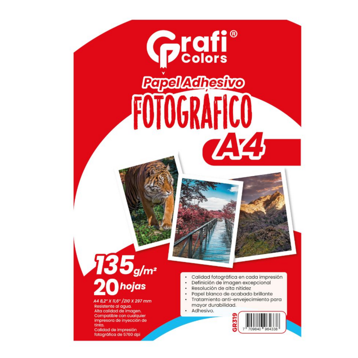 Papel Fotografico A4 135 Gramos X20 Hojas Grafi Colors GR-319