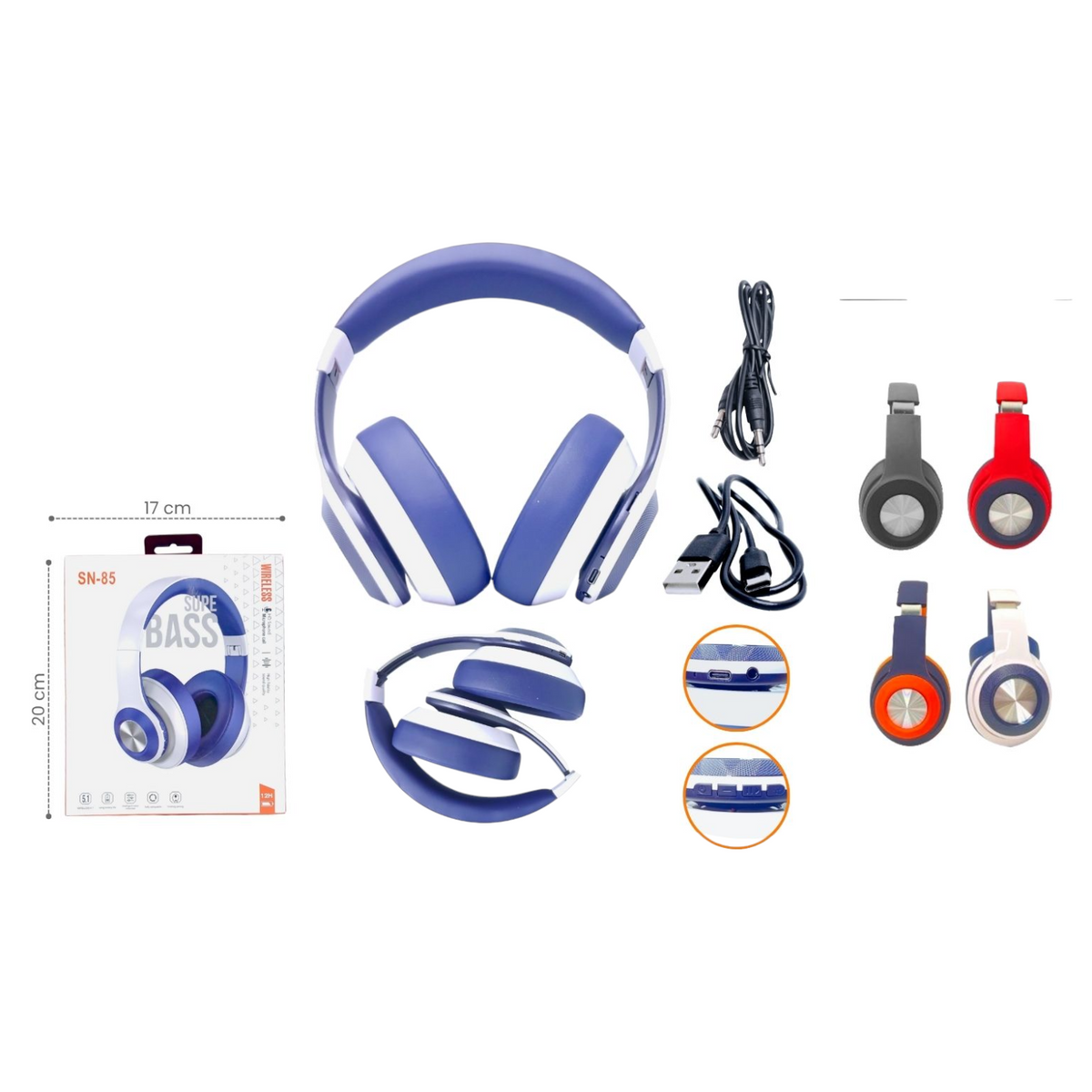 Audifono En Diadema Recargable Con Bluetooth AK-7896