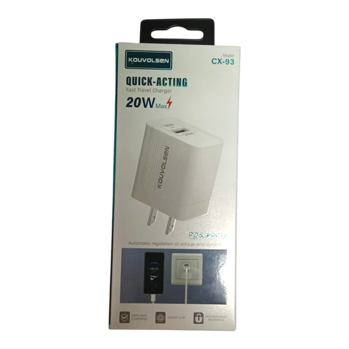 Cabeza De Cargador Para Cel 2 Entradas Usb Y Tipo C AK-7937