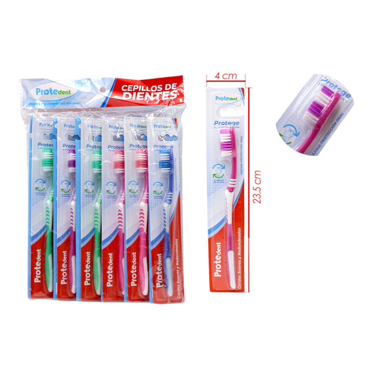 Cepillo Dental Para Adultos Sin Protector Protedent PTD-173 X12 Unds