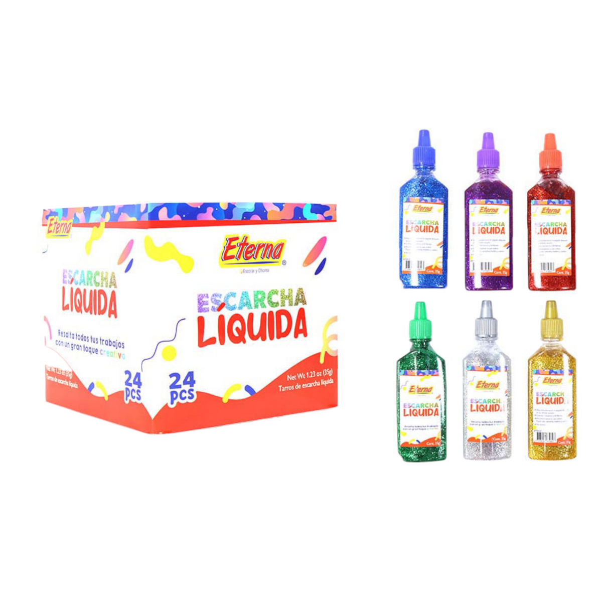 Pegante Escarchado 35gr Colores Surtidlo Eterna ET-353 X6 Unds