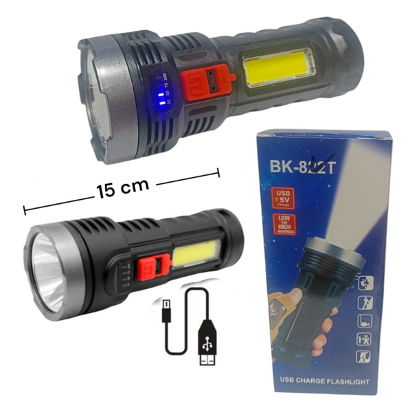 Linterna En Caja Con Cargador Usb 15 Cm LP-2544 X3 Unds