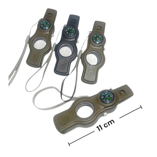 Herramienta Multifunción Para Camping y Trekking - Silbato - Brújula - Lupa 11 Cm LP-2543 X3 Unds