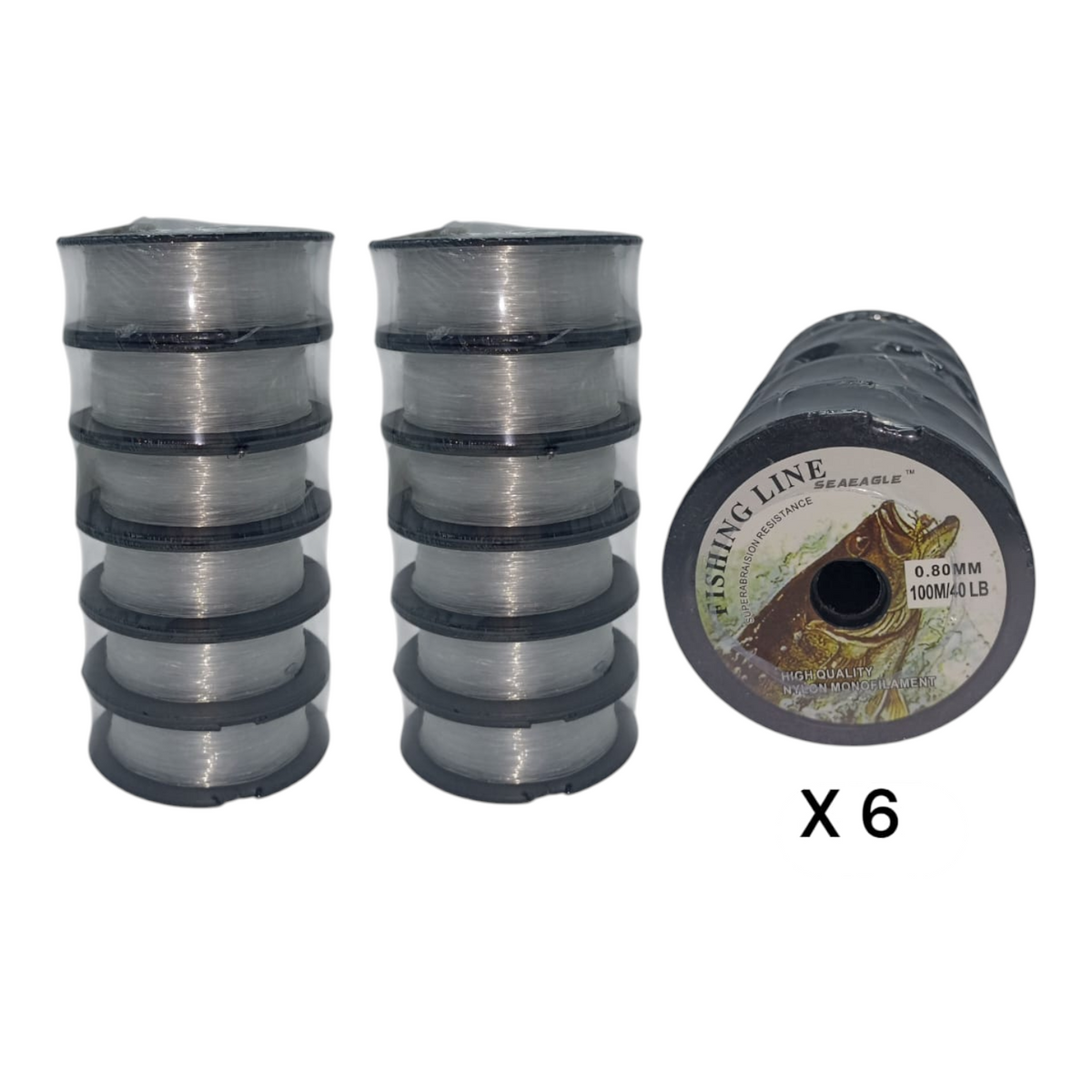 Nailon De Pesca Monofilamento 0.80mm / 40lb - 100 Metros Alta Resistencia LP-01855 X6 Unds