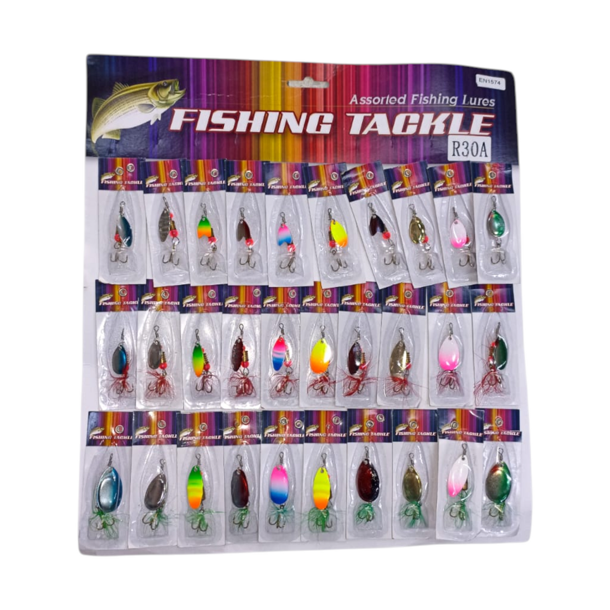 Kit de Señuelos De Pesca Cucharillas Con Plumas Y Flecos LP-1574 X30 Unds