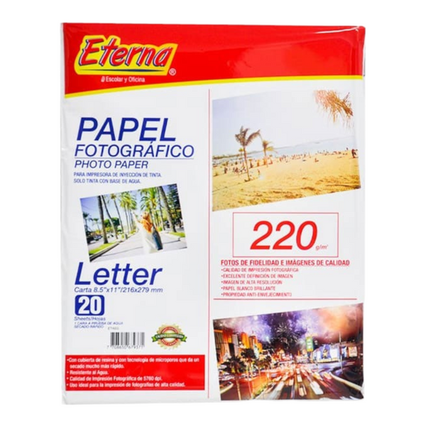Papel Fotografico 220 Gr X20 Hojas Eterna ET-400