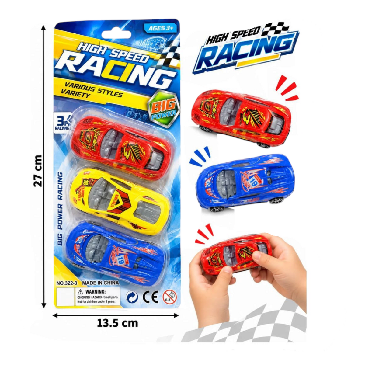 Carros Carreras X3 Pcs High Speed Racing  EN02158 / 322-3