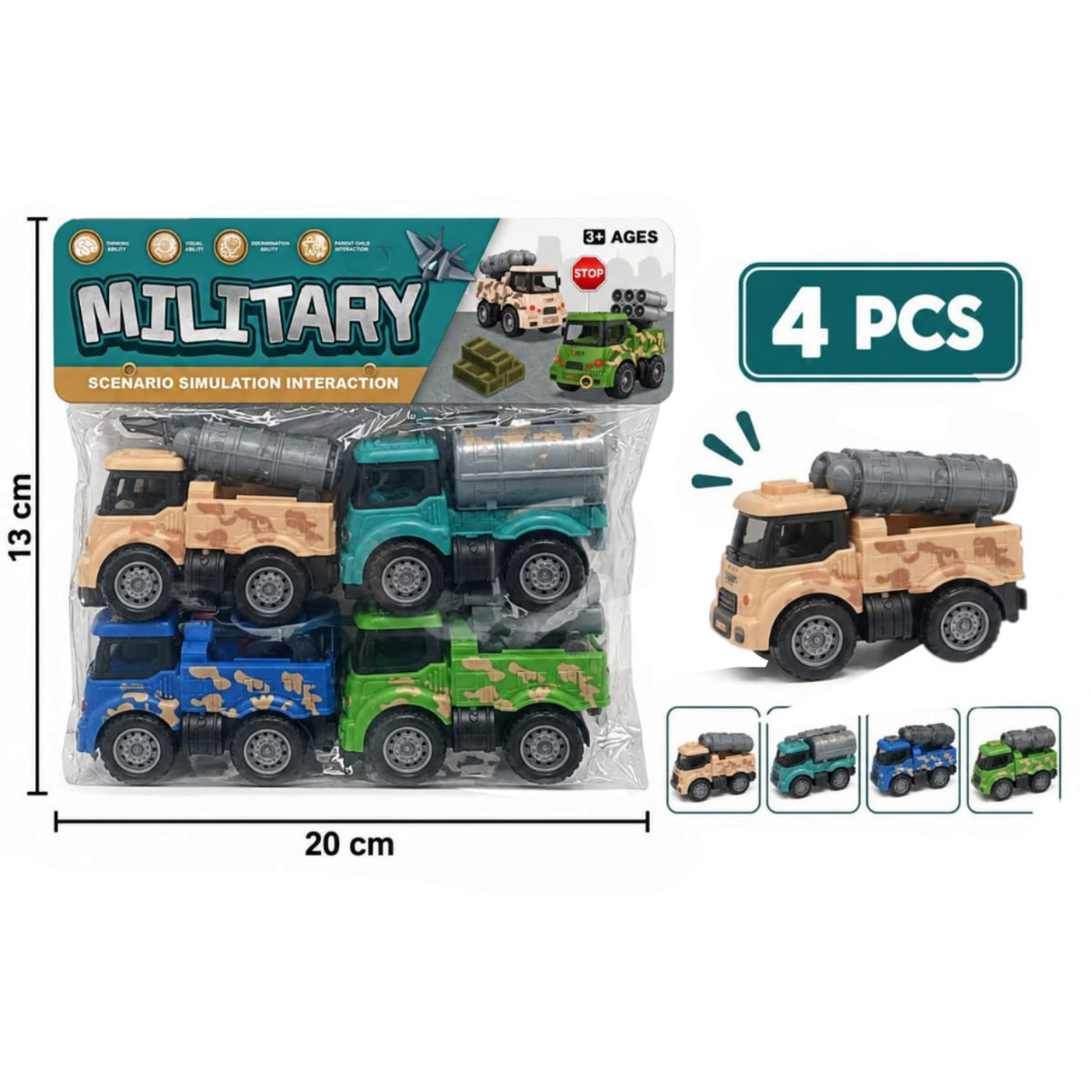 Carros Militares X4 Pcs EN02311 / YM-C36