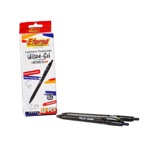 Lapicero Retractil Ultra Gel Tinta Negra 0,7 mm ET-701 X12 Unds