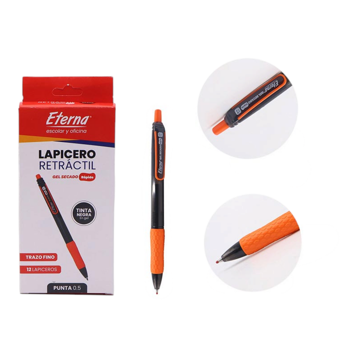 Lapicero Retractil Gel Secado Rapido 0.7 mm ET-1416 X12 Unds