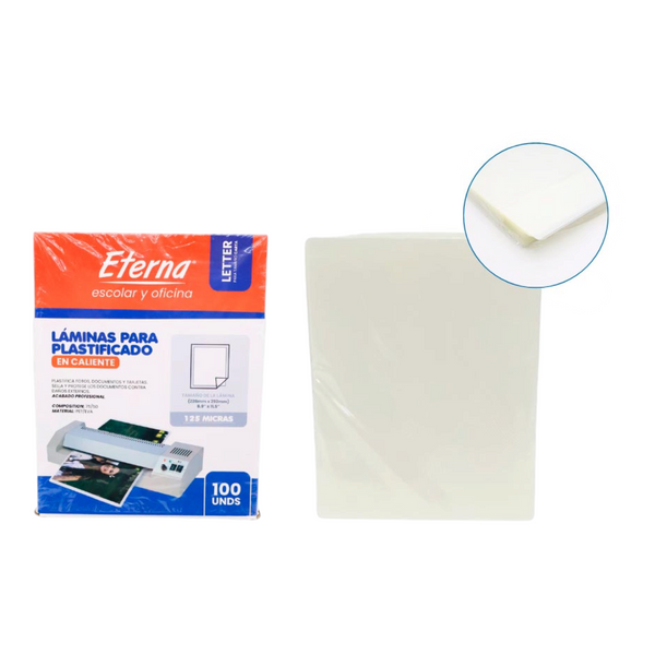 Laminas Para Plastificar 125 Micras X100 Unds ET-1454