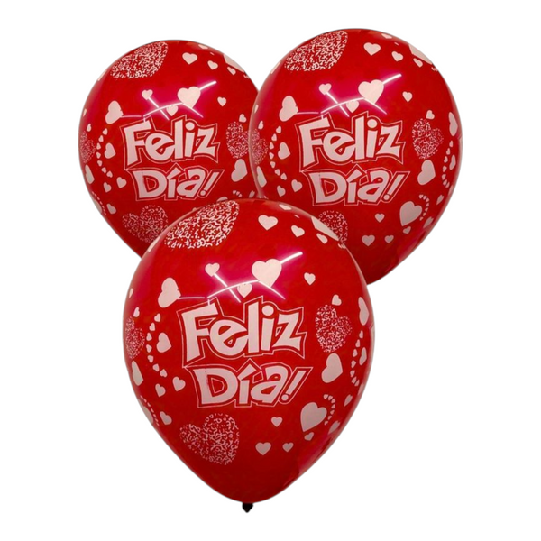Globo R12 X12 Roja Feliz Día