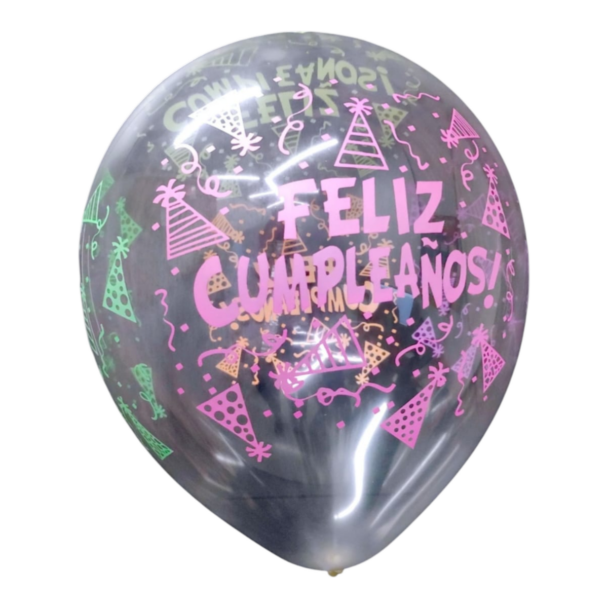 Globo R12 X12 Feliz Cumpleaños Neón Transparente