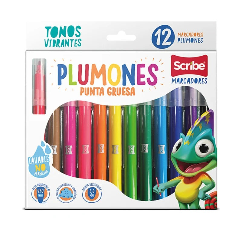 Plumon Punta Gruesa Scribe X12 Unds
