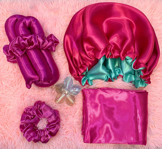 Combo Satin Bamba + Gorro + Pinza + Onda Sin Calor+ Funda De Almohada