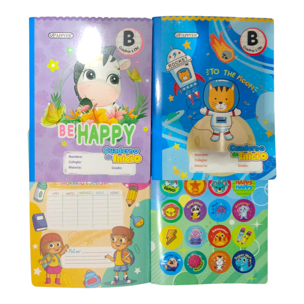 Cuaderno Cosido Regletas Tipo B Con Sticker 100 Hojas