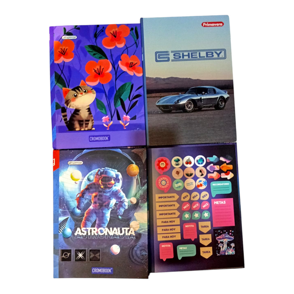 Cuaderno Cosido Cuadriculado Pasta Dura Con Sticker Scribe 100 Hojas