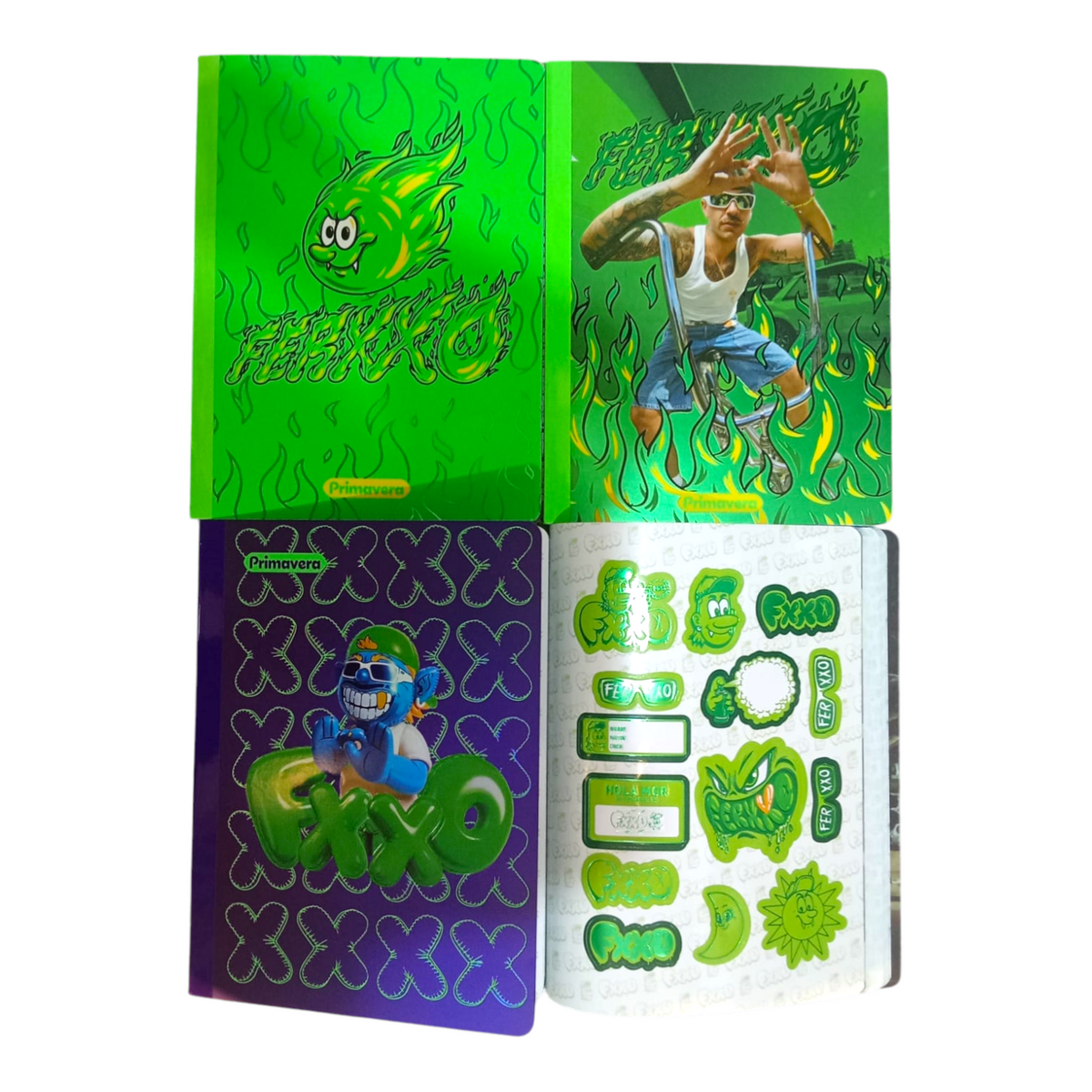 Cuaderno Cosido Rayado De Ferxxo Pasta Semi Dura Relieve Y Sticker 100 Hojas