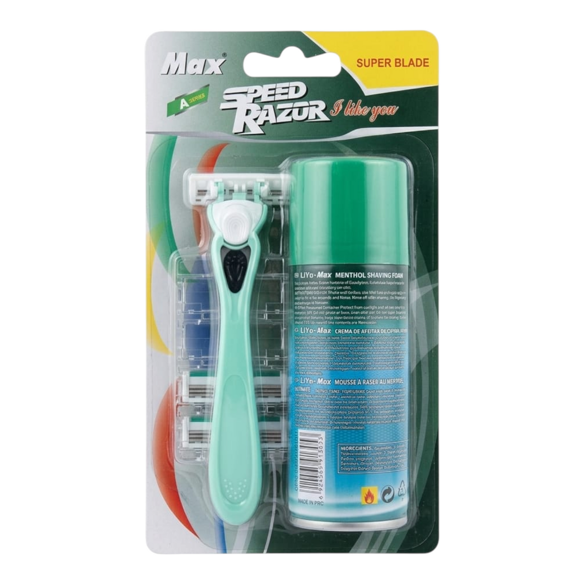 Combo de Afeitado Max Speed Razor Máquina + Repuestos + Espuma de Afeitar