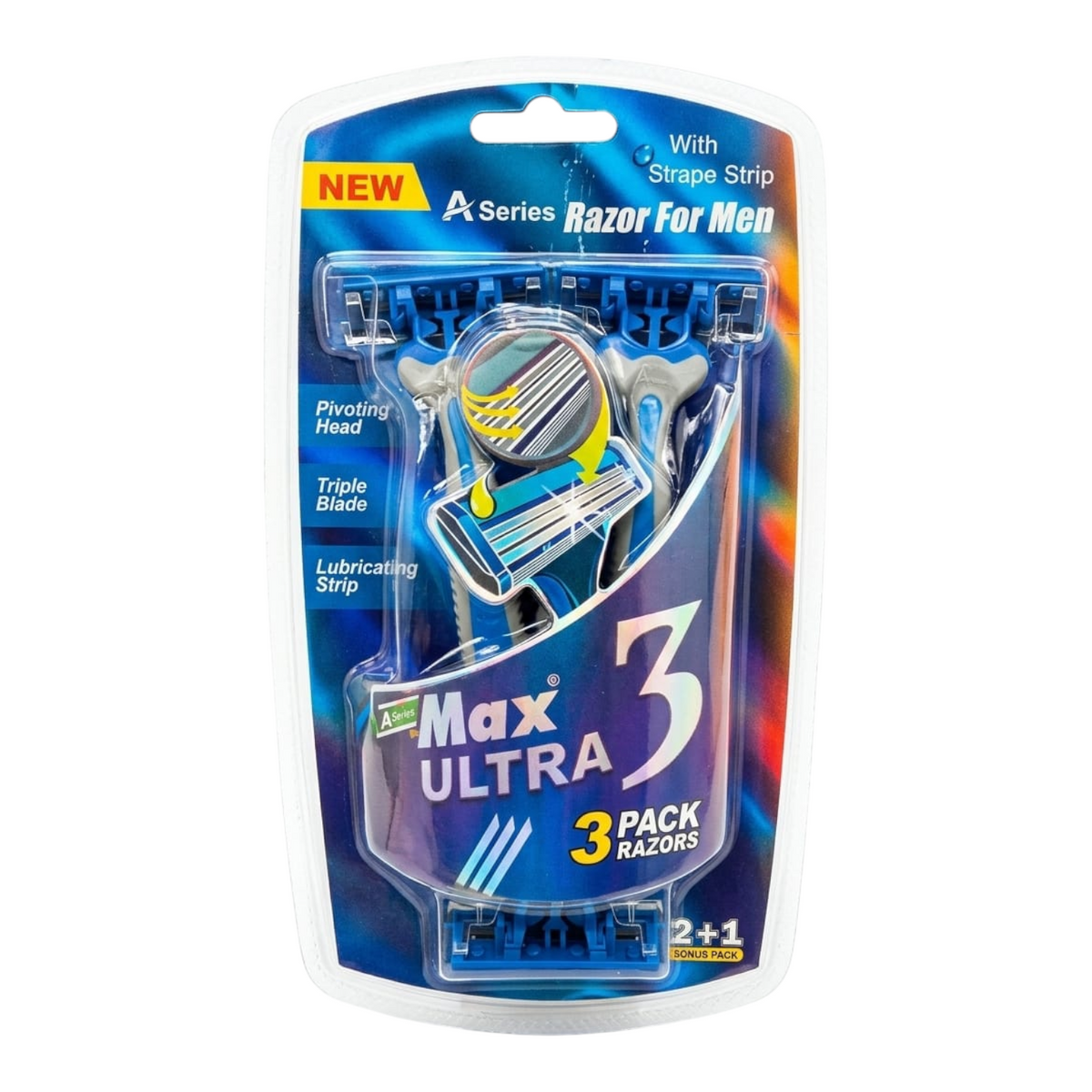 Máquinas de Afeitar Hombre Max Ultra 3 A-Series – Paquete x 3 Unidades Triple Hoja + Cabeza Móvil