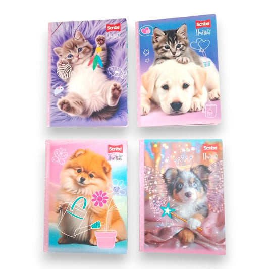 Cuaderno Cosido Rayado Huellitas Con Sticker Scribe 100 Hojas