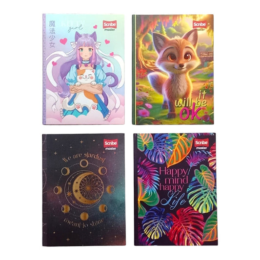 Cuaderno Cosido Cuadriculado Pasta Dura Con Sticker Scribe 100 Hojas