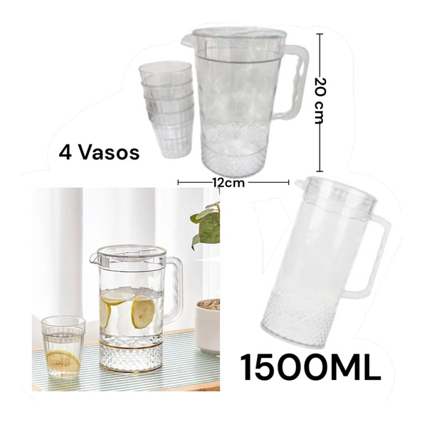 Jarra 1.5 Litros + 4 Vasos Acrilico LP-1760