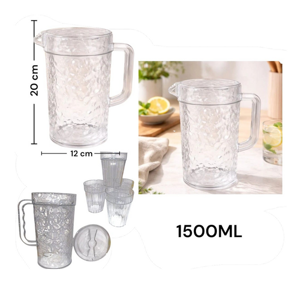 Jarra 1.5 Litros + 4 Vasos Acrilico LP-1759