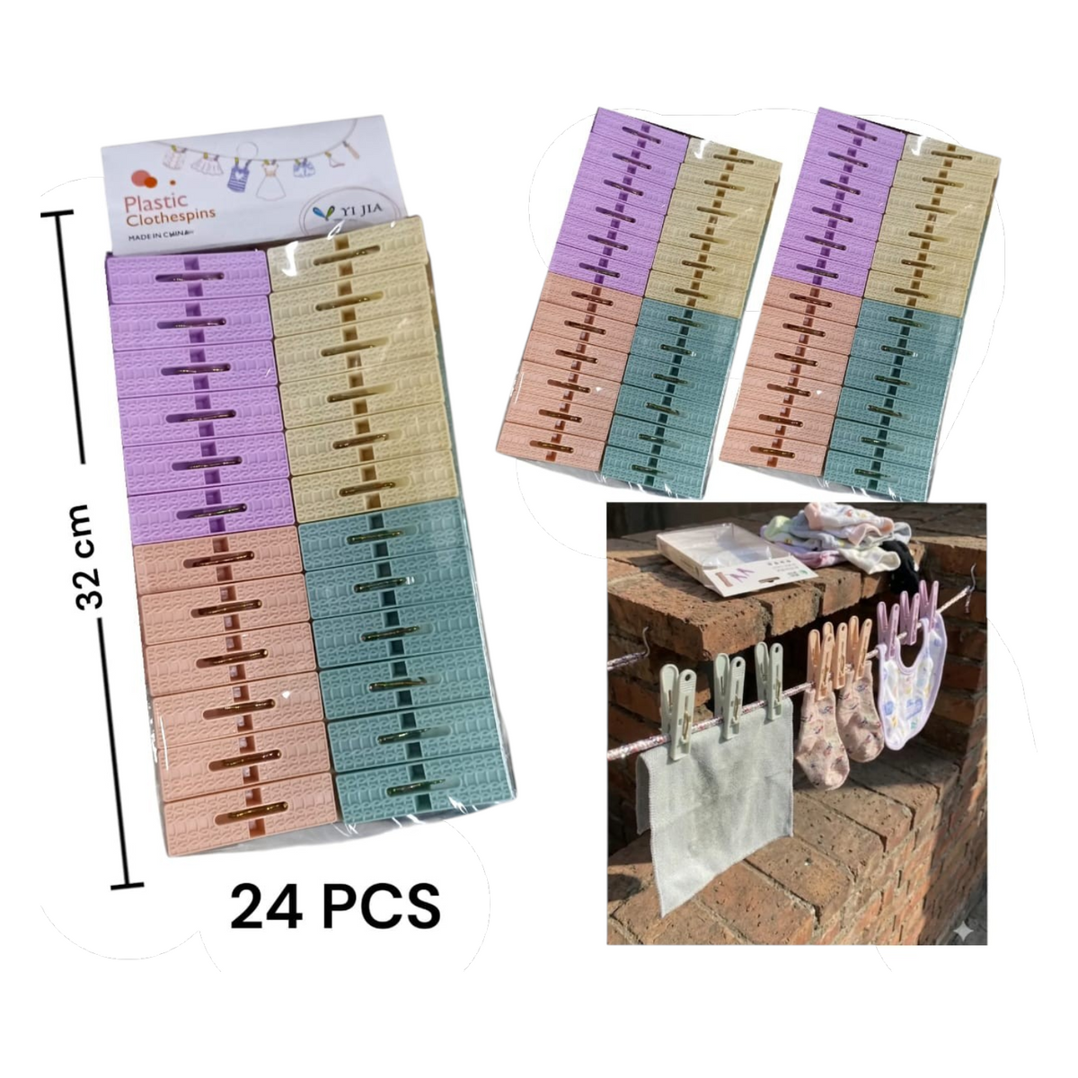 Gancho Pinza Plastico 24 Pcs LP-2905 X3 Paquetes