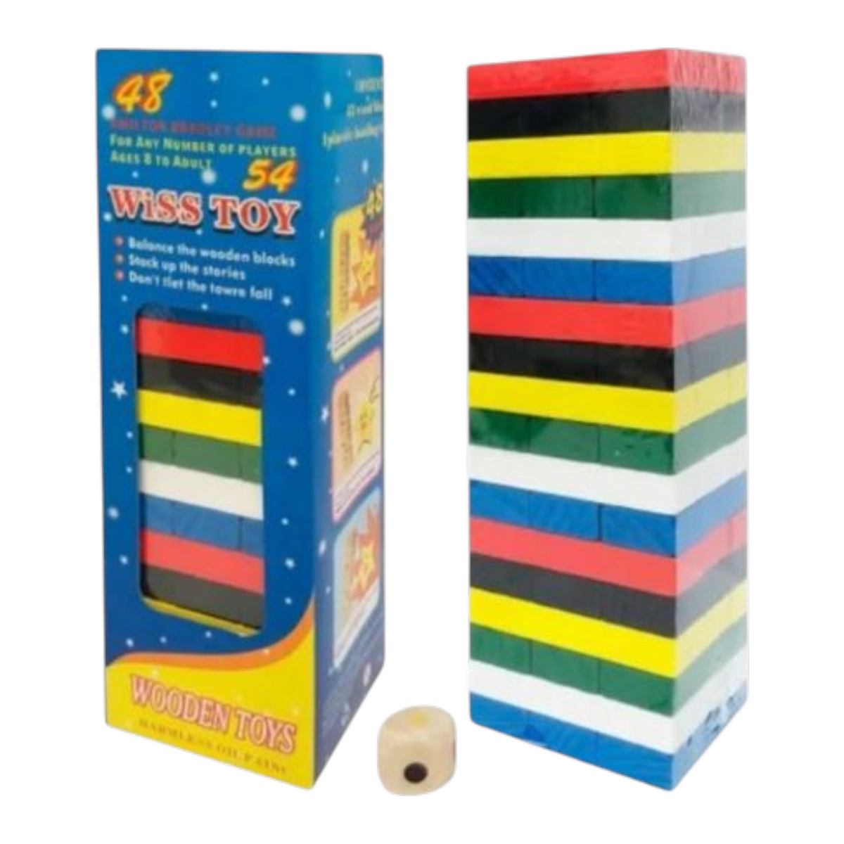 Set De Bloques Jenga Colores 54 Pcs 28x8cm SK-26-167