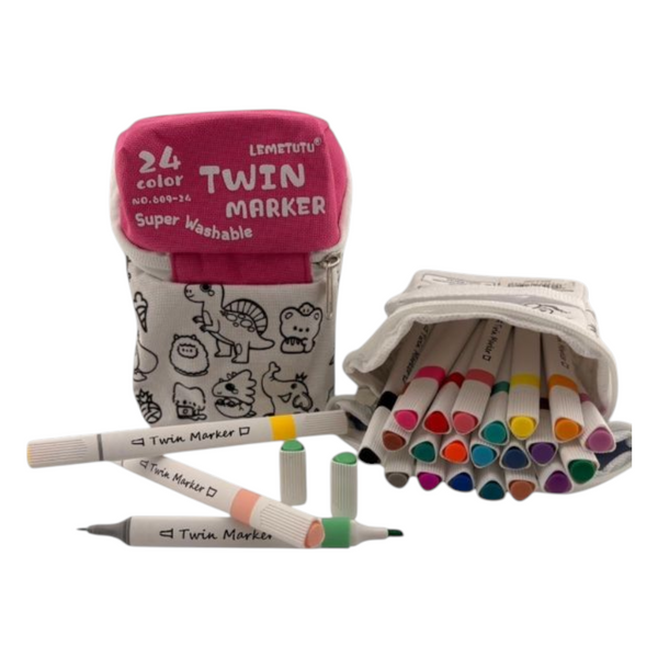 Marcadores De Doble Punta Con Bolsa De Tela X24 Colores SK-26-372
