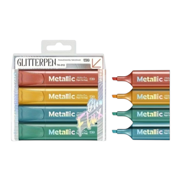 Resaltador Metálicos Con Brillo X4 Colores SK-26-376