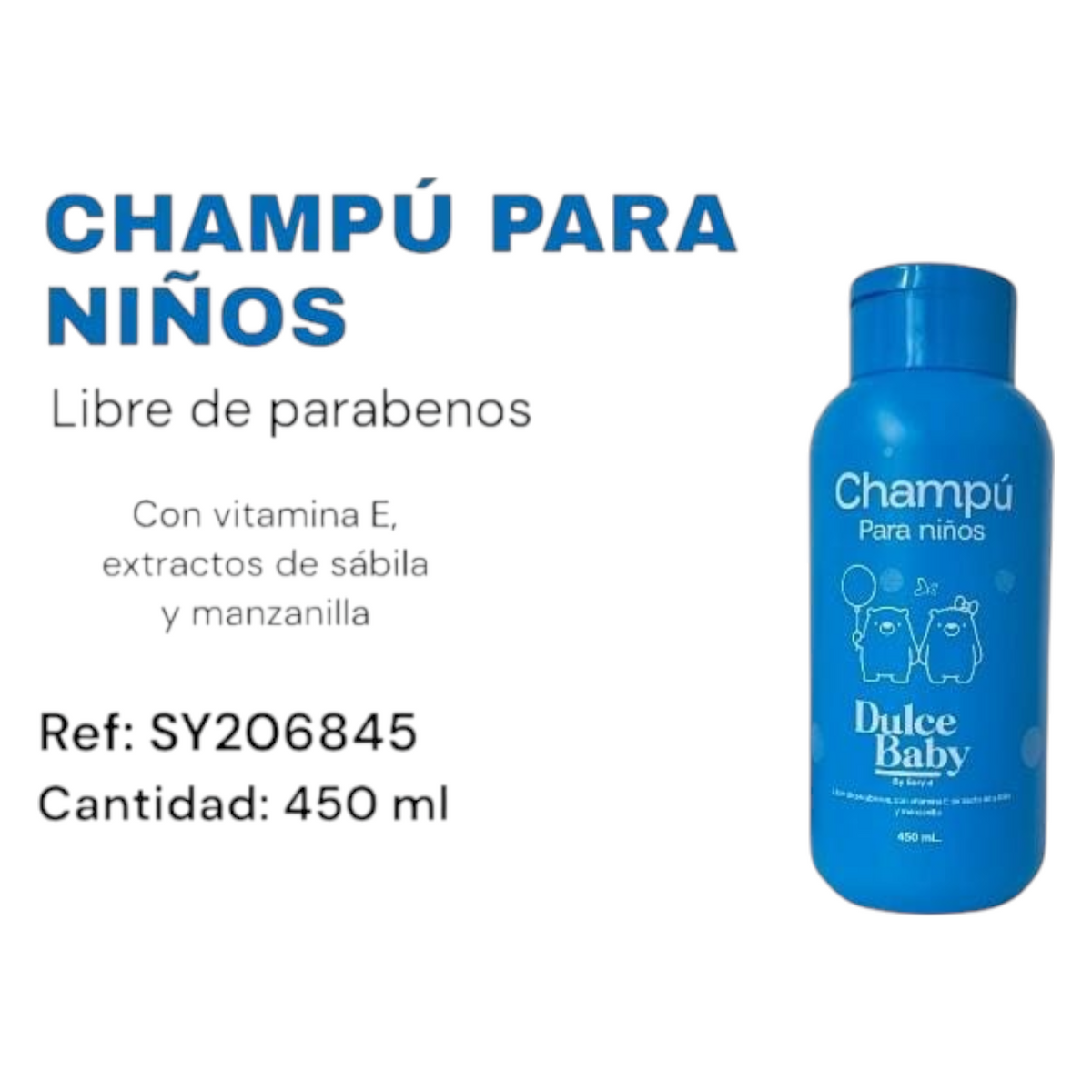 Shampoo Para Niños Libre De Parabenos 450 Ml Ref SY206845 X3 Unds